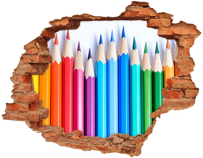 Hole in the wall decal Colourful pencils