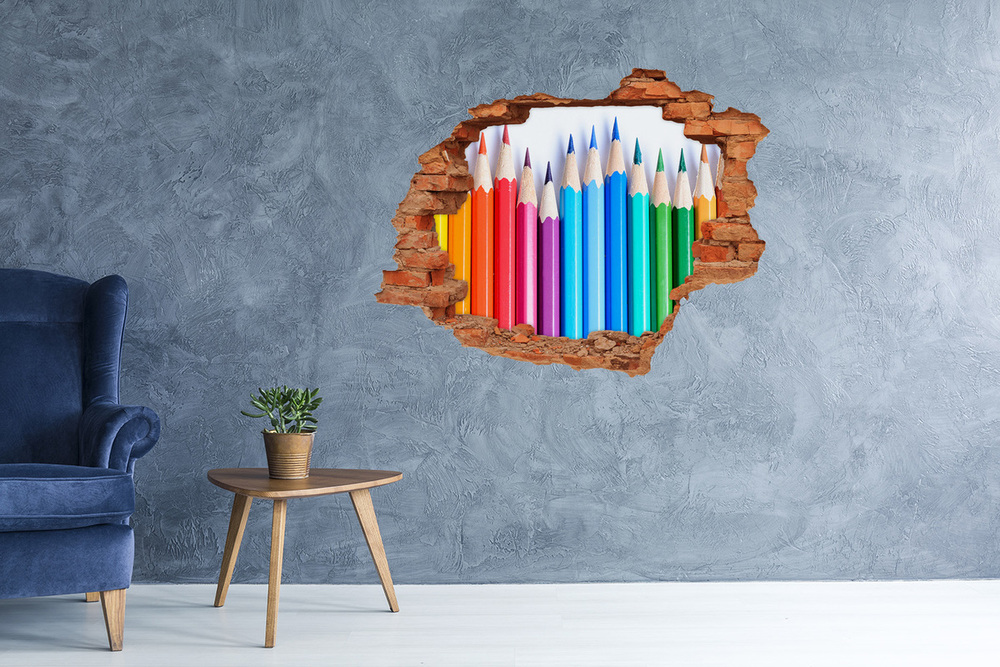 Hole in the wall decal Colourful pencils