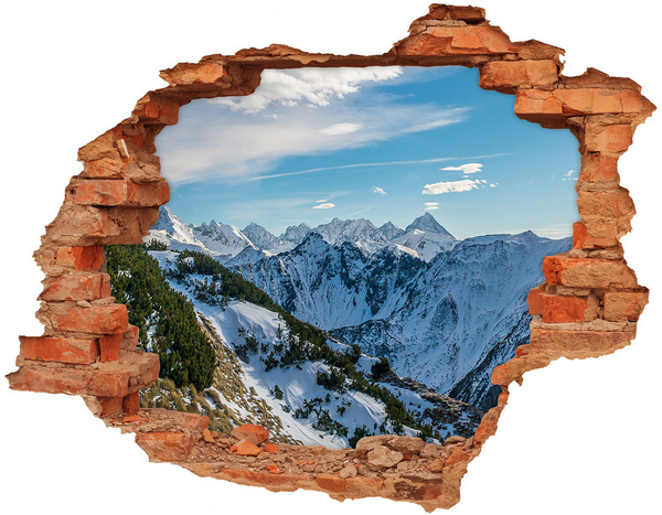 Hole in the wall decal Winter mountain landscape