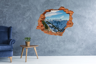Hole in the wall decal Winter mountain landscape