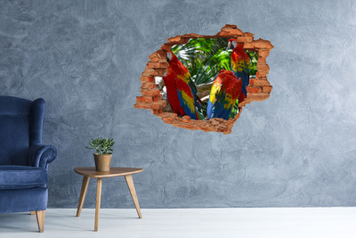 3D wall hole wallpaper Ary parrots