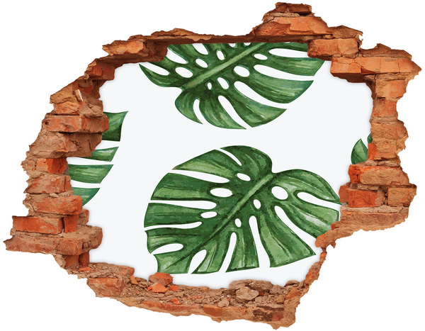 Hole in the wall sticker Green leaves in concrete