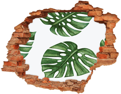 Hole in the wall sticker Green leaves in concrete