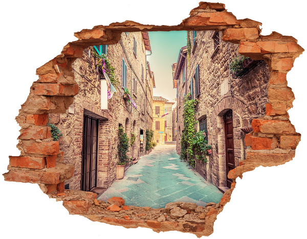 3D wall hole wallpaper Italian streets