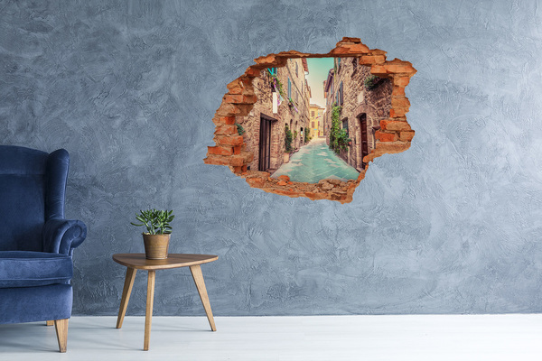 3D wall hole wallpaper Italian streets