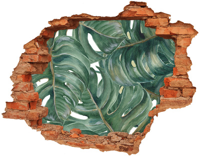 Hole in the wall decal Green leaves in concrete
