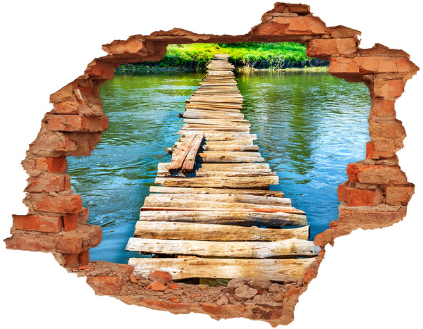 Hole in the wall decal Wooden bridge over the water