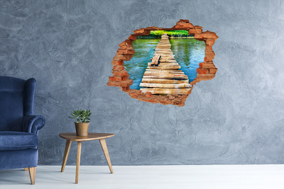 Hole in the wall decal Wooden bridge over the water