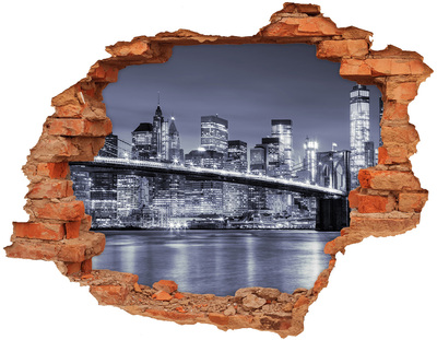 Hole wall sticker New York at night