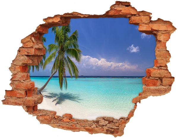 Hole in the wall decal Tropical beach with palm trees