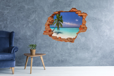 Hole in the wall decal Tropical beach with palm trees