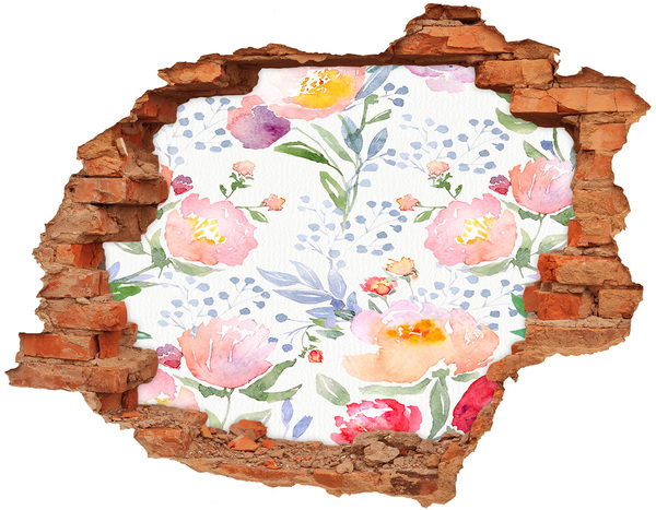 Hole wall sticker A floral mural on a damaged wall