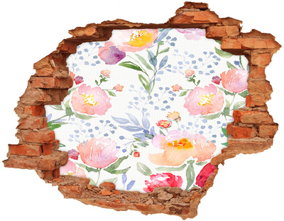 Hole wall sticker A floral mural on a damaged wall