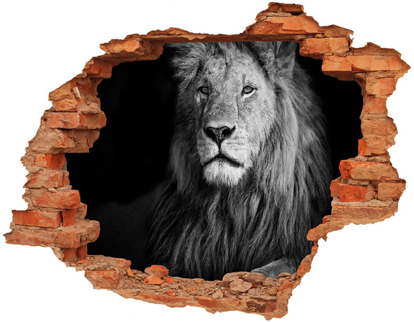3D wall hole Lion in a hole in the wall