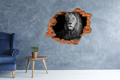 3D wall hole Lion in a hole in the wall