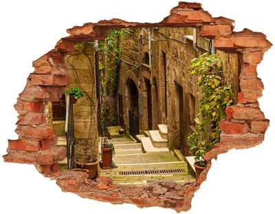 3D wall hole A charming street in the town