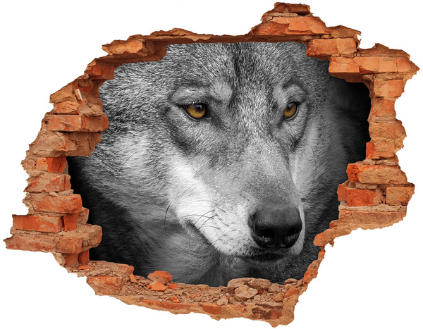Hole wall sticker Wolf in ruins