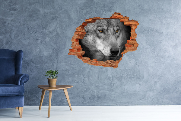 Hole wall sticker Wolf in ruins