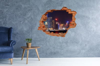 Hole in the wall decal Night panorama of the city