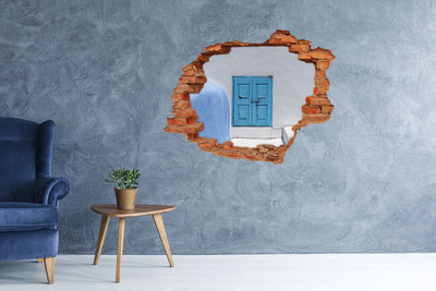 Hole in the wall sticker A broken wall with a blue door