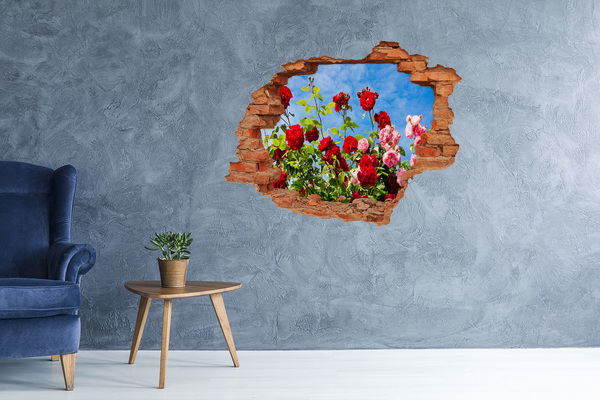 3D wall hole wallpaper Wild roses