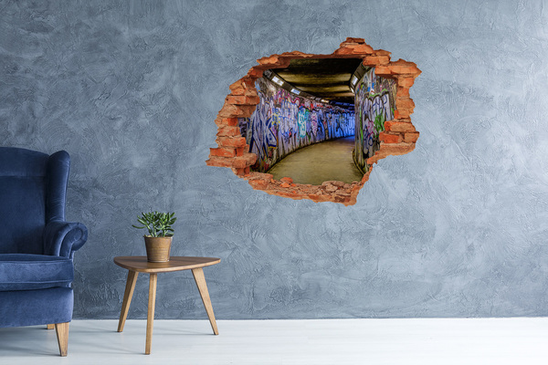 Hole wall sticker Graffiti in a city tunnel