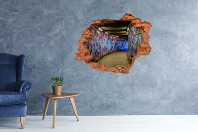 Hole wall sticker Graffiti in a city tunnel
