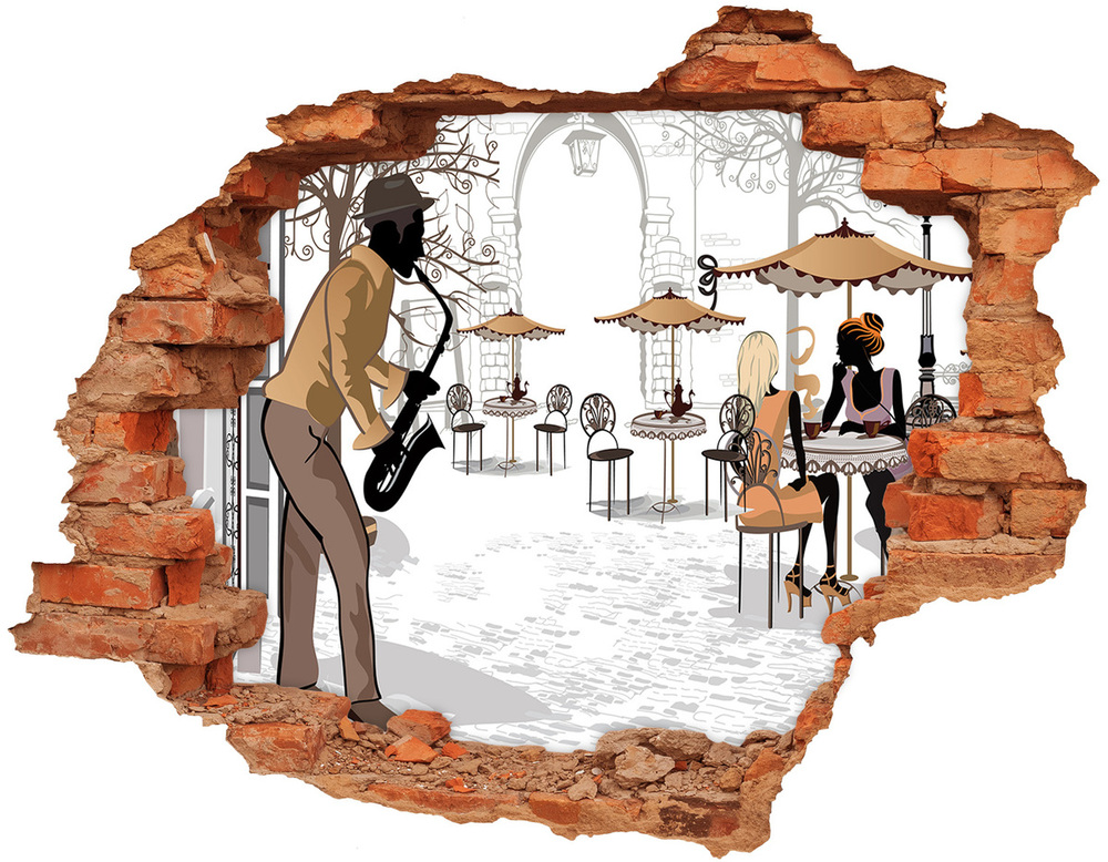 Hole in the wall sticker Street musician