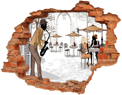 Hole in the wall sticker Street musician