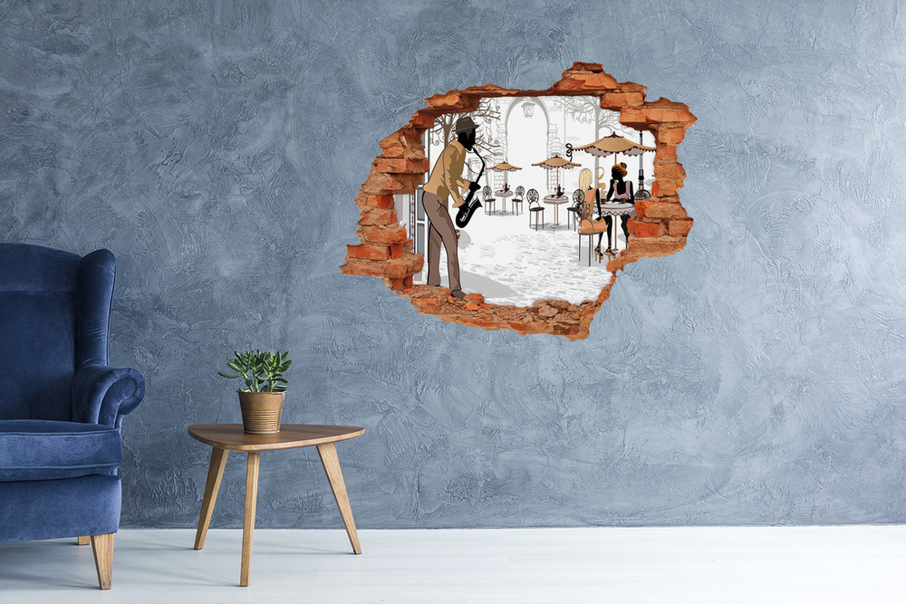 Hole in the wall sticker Street musician