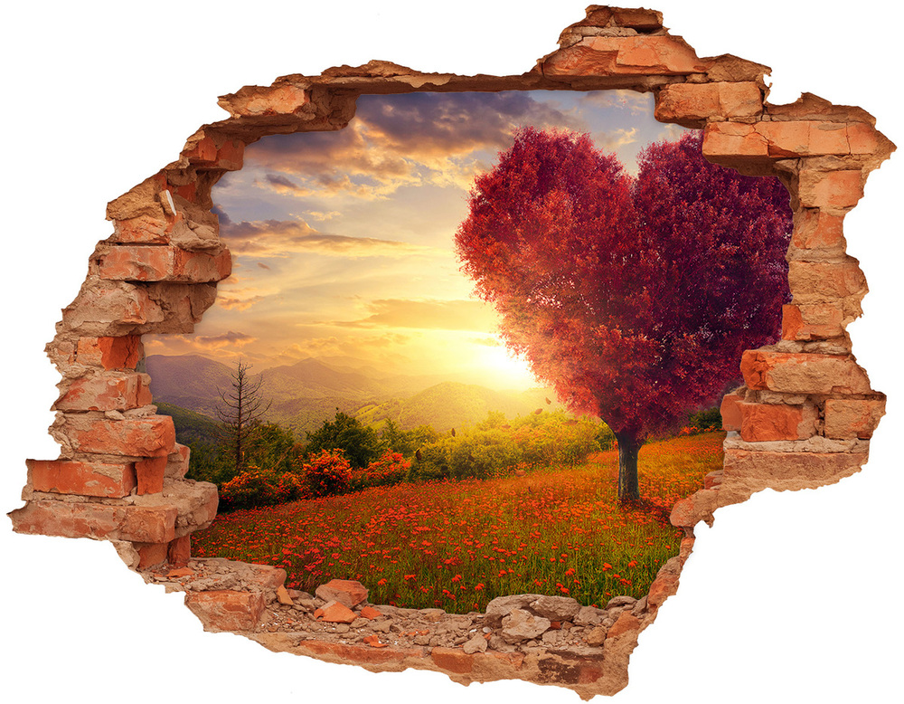 Hole in the wall sticker Tree Field Heart