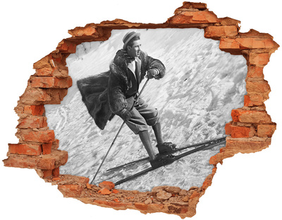 3D wall hole Retro-style winter skier