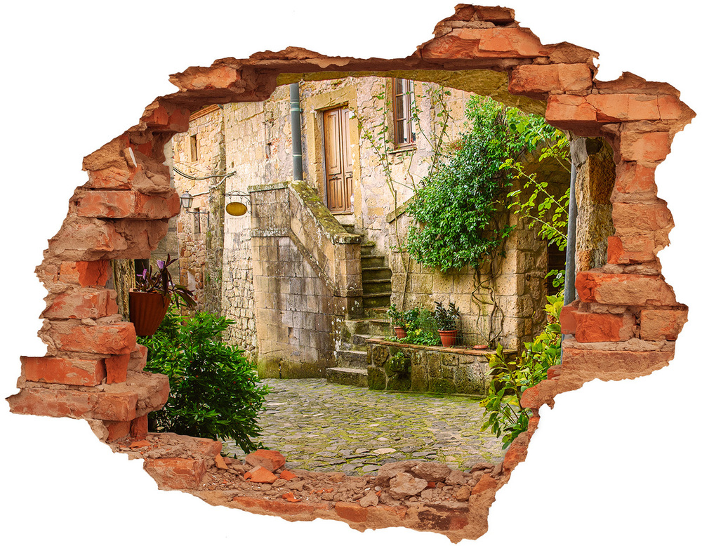 Hole wall sticker Italian streets