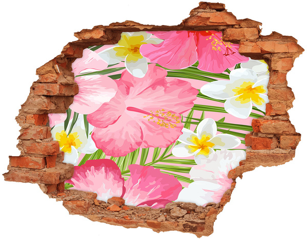 Hole wall sticker A flower paradise behind the wall