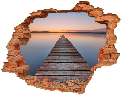 Hole wall sticker Sunset over the lake
