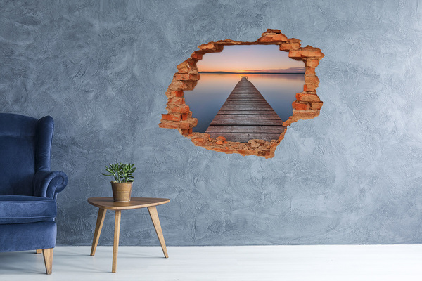 Hole wall sticker Sunset over the lake