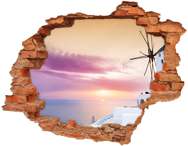 Hole wall sticker View of the Greek island