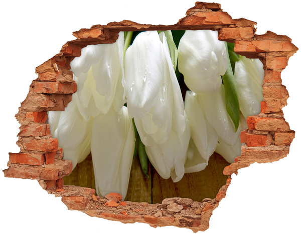 Hole wall sticker White tulips