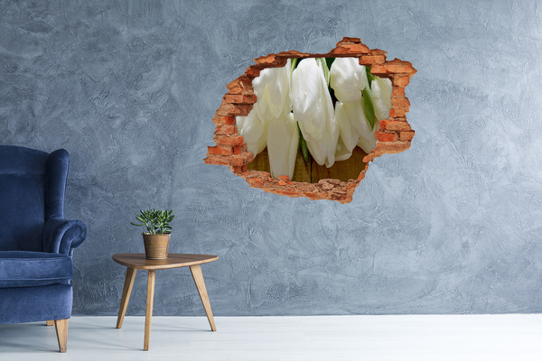 Hole wall sticker White tulips