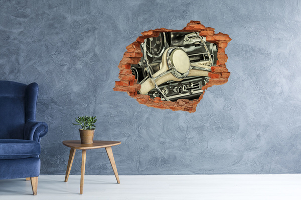 3D wall hole The stylish cockpit of a classic car