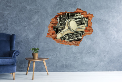 3D wall hole The stylish cockpit of a classic car