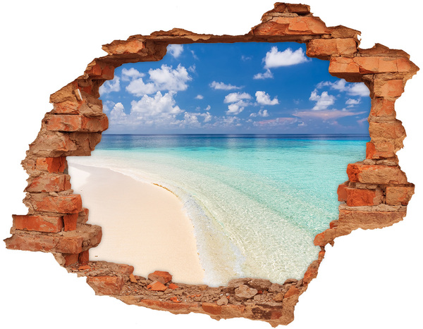 Hole wall sticker A paradise beach with turquoise water