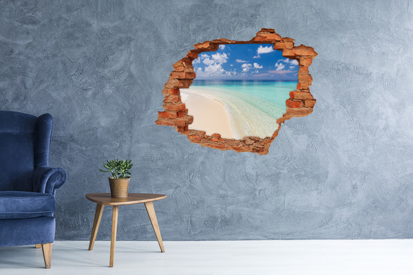 Hole wall sticker A paradise beach with turquoise water