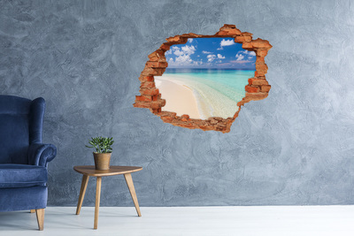 Hole wall sticker A paradise beach with turquoise water