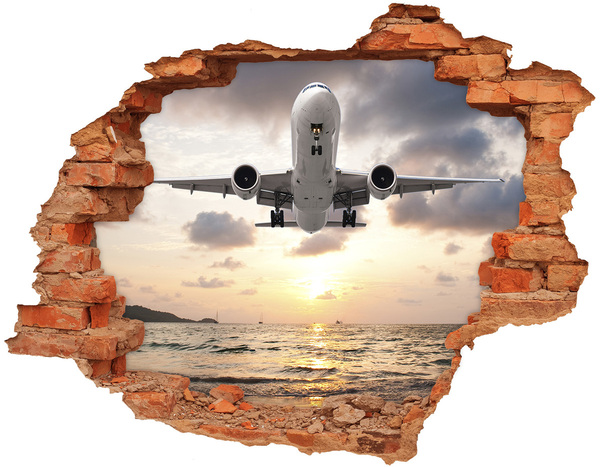 Hole in the wall sticker Aircraft by the sea