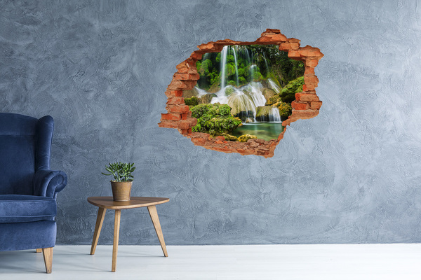 Hole wall sticker Waterfall in the jungle