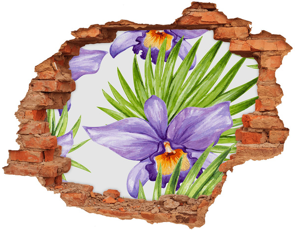 3D wall hole wallpaper Orchid