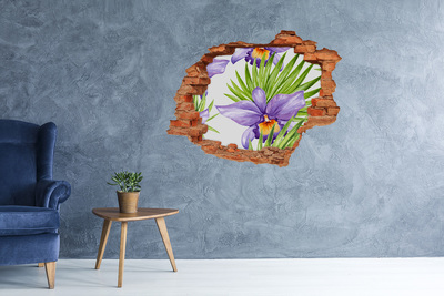 3D wall hole wallpaper Orchid