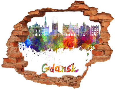 Hole in the wall sticker Gdańsk in the colors of the rainbow