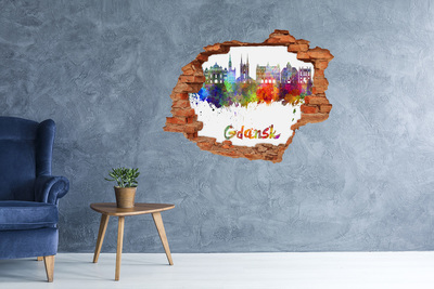 Hole in the wall sticker Gdańsk in the colors of the rainbow